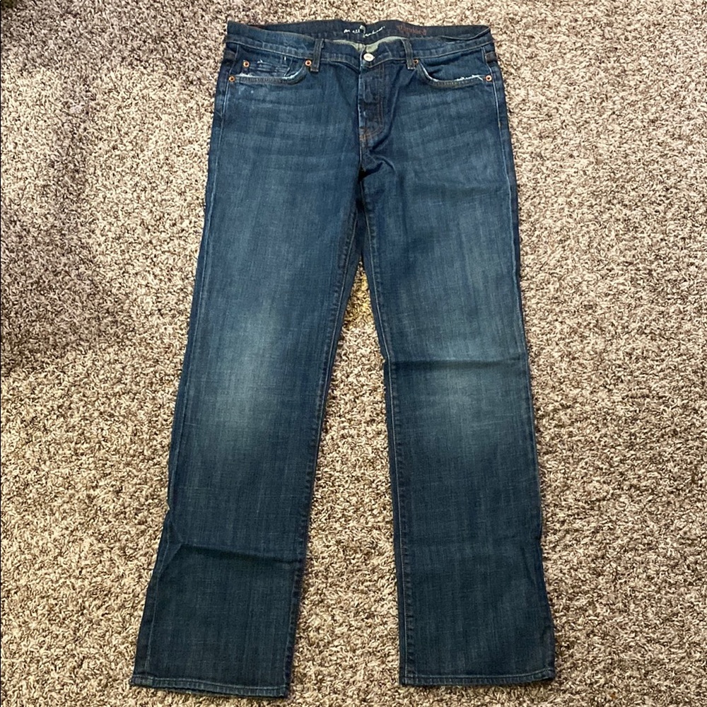 7 For All Mankind Blue Straight Jeans Classic Style